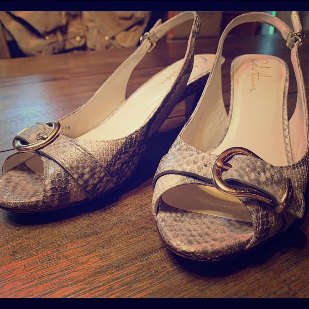 Snake skin kitten heels